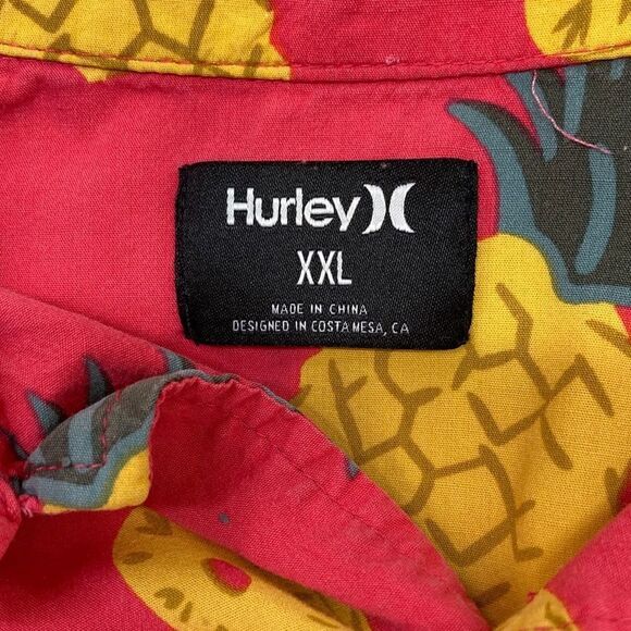 Hurley Pineapple Button Up Short Sleeve Shirt Mens Size XXL - Picture 3 of 8